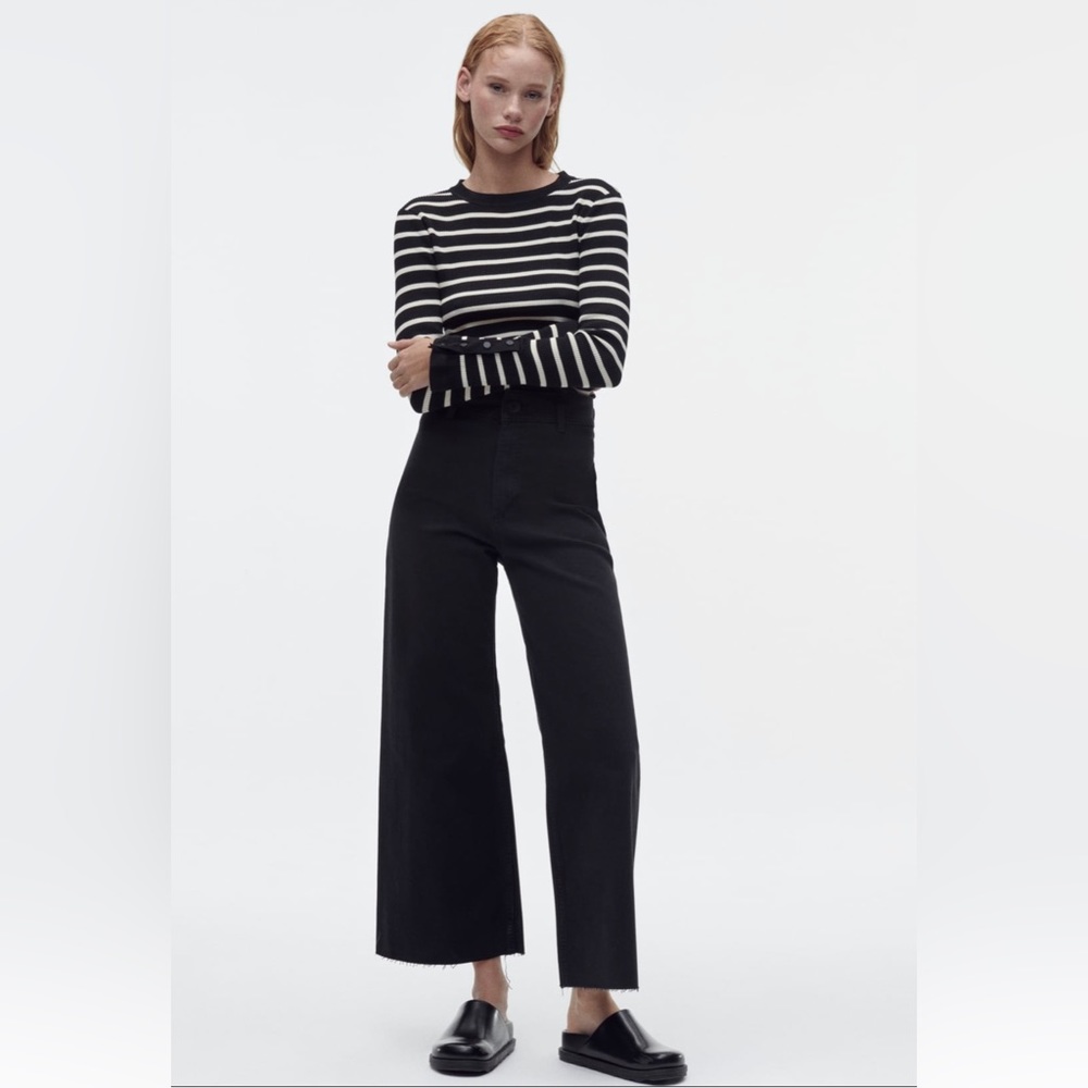 Zara Marine high rise wide leg jeans in black